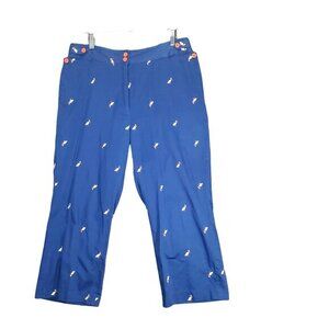 TOMMY HILFIGER GOLF Women Pant 12 Capri Nautical Pelican Bird High Rise Straight